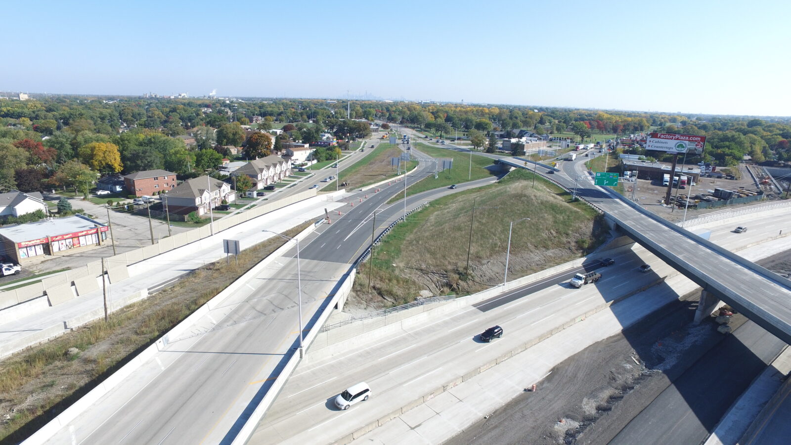 Aerial view of the Archer at I-294 Interchange under construction